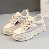 Large size 41 to 43 small white shoes women's shoes summer u hollow wedge heel inner heighten sneakers showing feet small holes Baotou cool