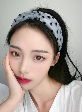 发箍女百搭蕾丝网纱波点宽边发卡外出发箍夏季洗脸防滑时尚头箍