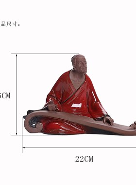 中式禅意历史戏曲人物觅知音摆件书E房客厅伯牙抚琴陶瓷工艺装饰