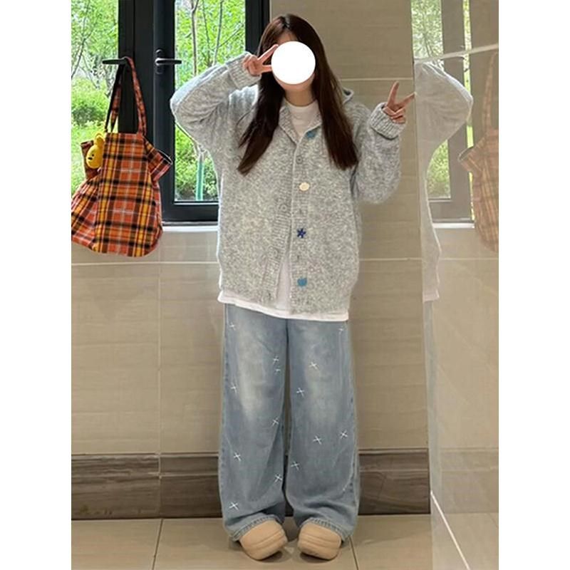 300斤大码女装设计感刺绣直筒牛仔裤女胖mm宽松显瘦女裤阔腿裤子,淘宝优惠券,粉丝福利购,淘宝优惠卷