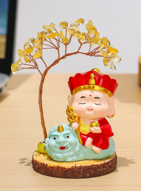 创意小佛祖生肖守护神发财树摆件