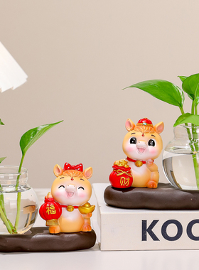 可爱马上成功手办玻璃透明小花瓶