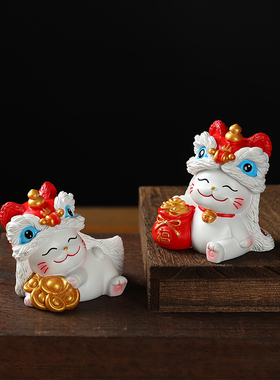 创意舞狮招财猫小摆件春节伴手礼