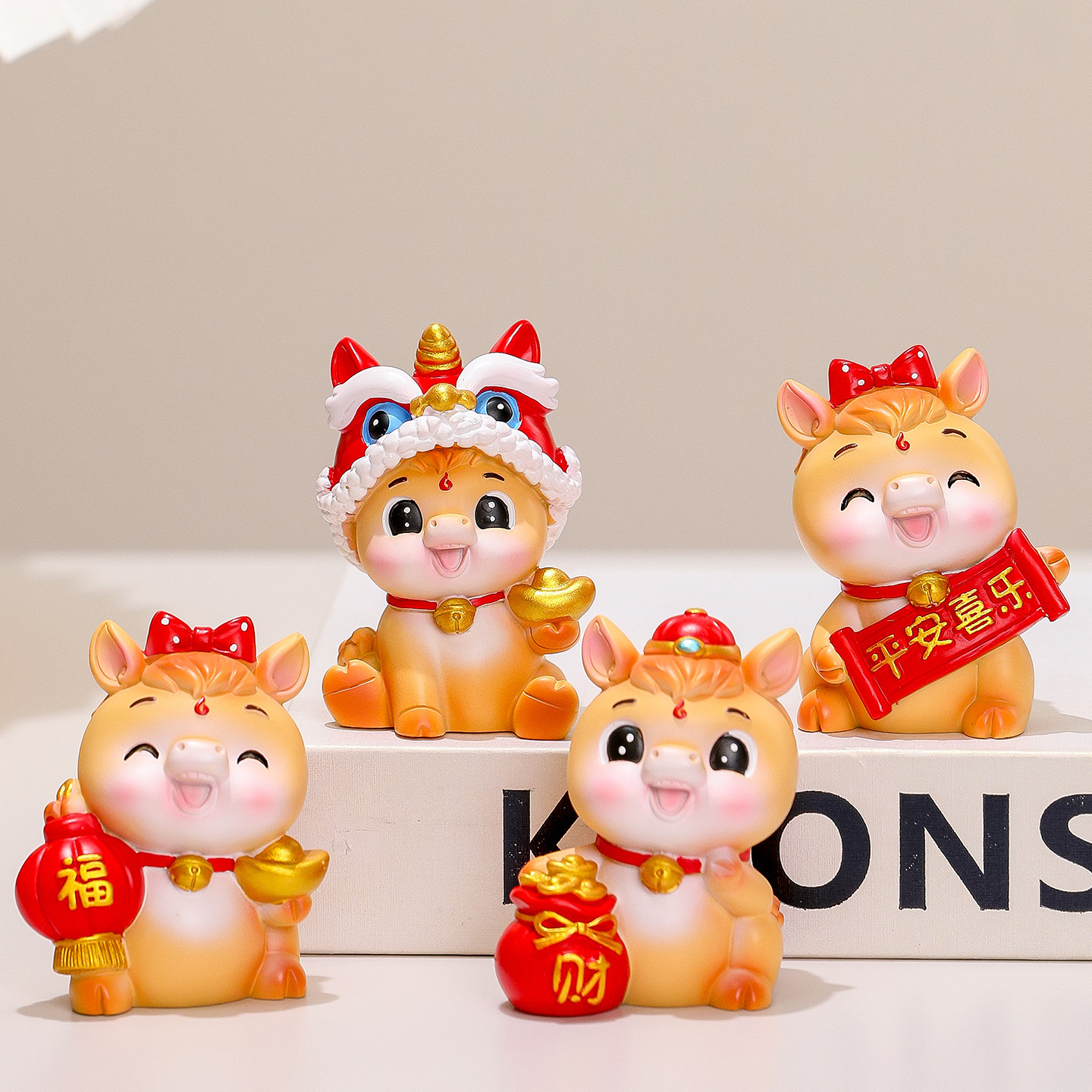 平安喜乐国潮马工位电脑桌面治愈系摆件客厅电视柜玄关进门小摆设,淘宝优惠券,粉丝福利购,淘宝优惠卷