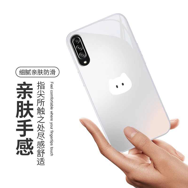 适用黑白猫咪三星GalaxyA90手机壳A72新款A71金属漆A70玻璃A56防摔A55可爱A33女男情侣samsung专用A54/A31/21 - 图2