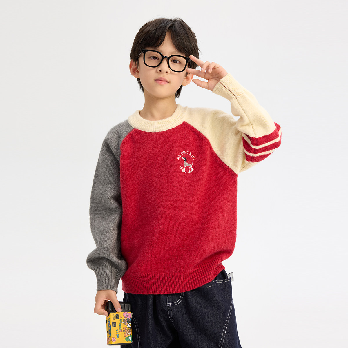 派町童装男童毛衣儿童秋冬款2025新款男孩大童撞色针织衫内搭保暖,淘宝优惠券,粉丝福利购,淘宝优惠卷