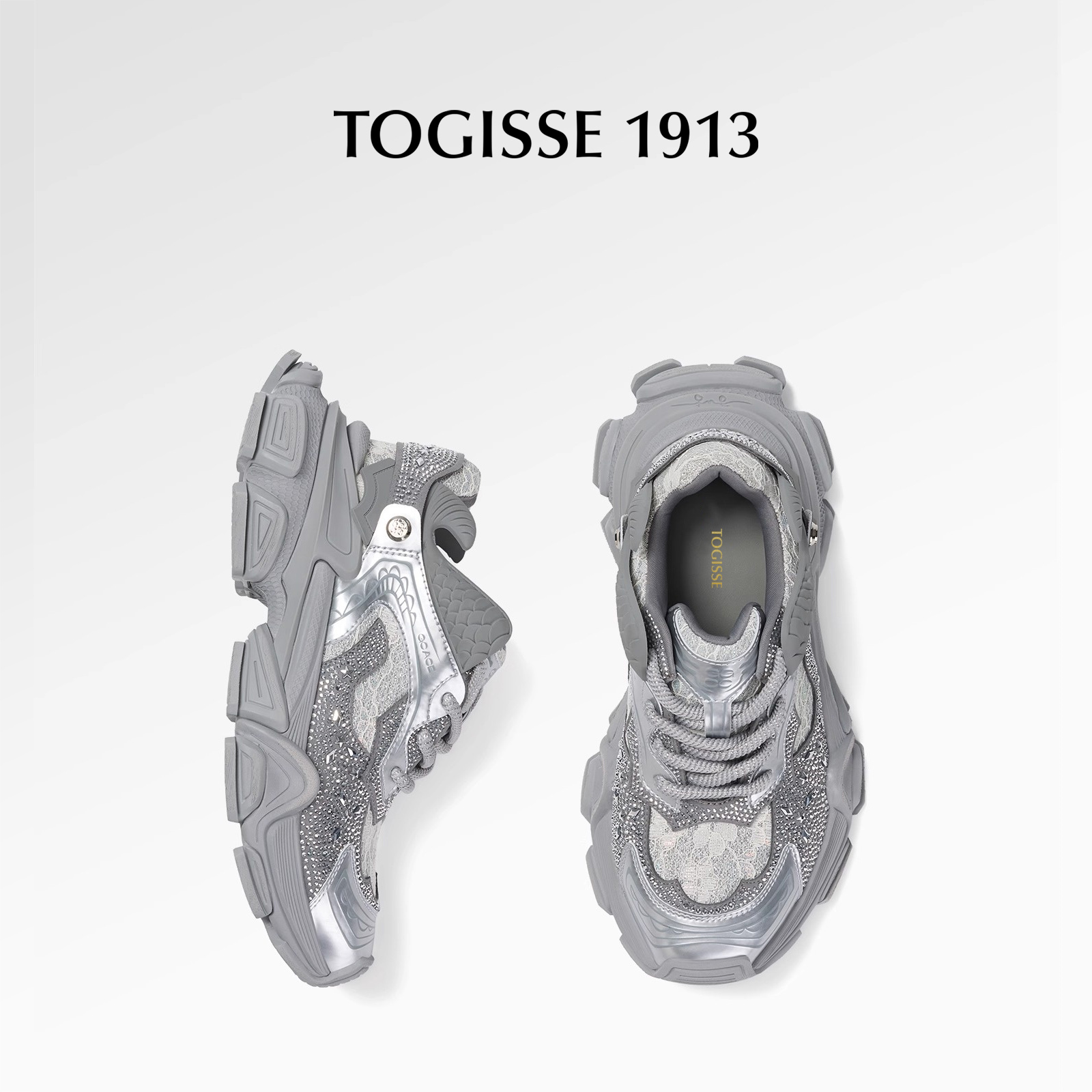TOGISSE【星海人鱼】厚底老爹鞋银色运动休闲鞋【专柜调货3周发】 - 图1