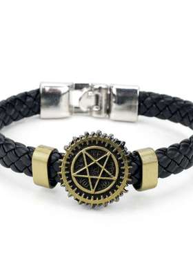 动漫周边饰品复古编织皮手链黑执事奥多之眼标志皮革手镯外贸热销