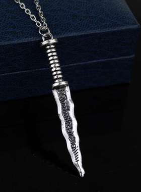 欧美电影动漫同款项链新白雪公主侏儒怪匕首吊坠锁骨链直销