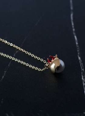 动漫周边电锯人链锯人帕瓦恶魔之角珍珠项链锁骨链吊坠cos饰品