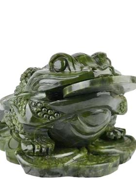 岫玉金蟾摆件招财玄关客厅家居装饰品三足蟾蜍商店开业收款台礼品