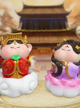 如愿小神仙妈祖财神爷摆件家用办公室工位桌面装饰小夜灯礼物招财