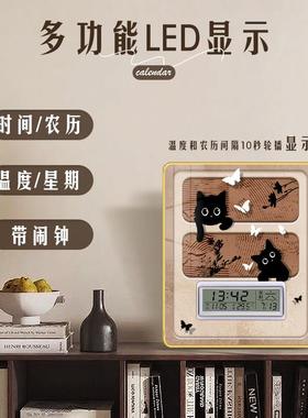 中古风桌面时钟摆件电视柜客厅相框摆台玄关床头柜高级感摆画摆钟