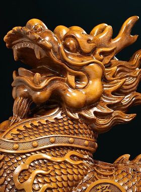 招财纳福麒麟摆件一对中式客厅玄关装饰送子麒麟工艺品乔迁礼物