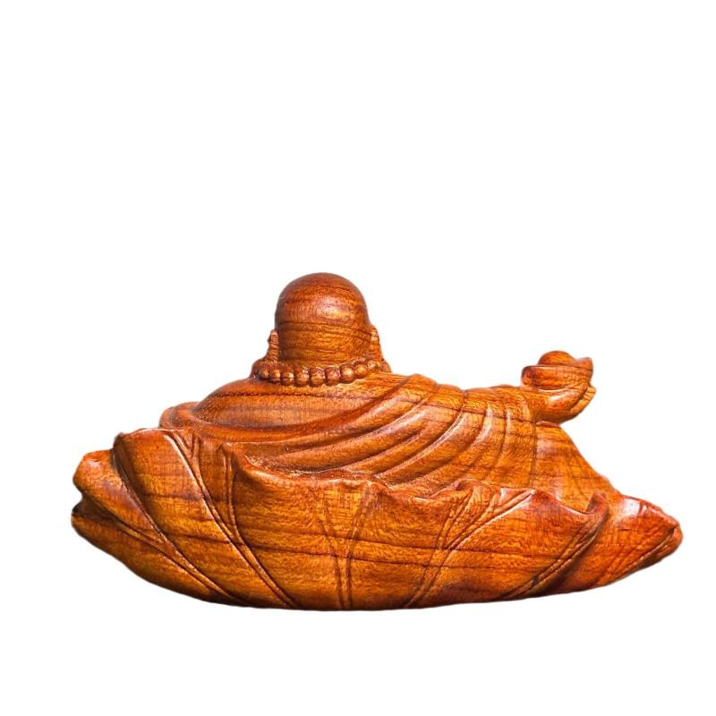 黑檀木雕刻元宝弥勒佛和气生财大肚佛桌面摆件车载装饰木质工艺品 - 图3