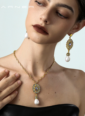 中古珍珠项链女复古锁骨链