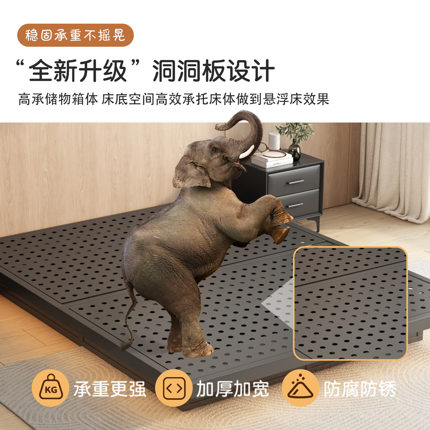 无床头铁艺悬浮床主卧碳素钢架铁架床单双人床1米8现代简约储物床