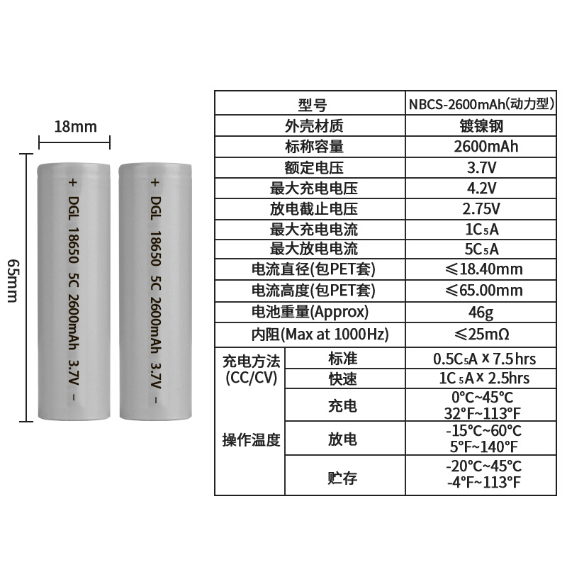 18650锂电池动力型可充电3.7V/4.2V电动工具电钻用锂电池组大容量