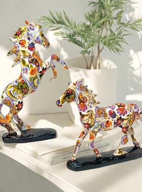 新款创意转印跃马摆件家居桌面办公室马到成功装饰乔迁开业礼