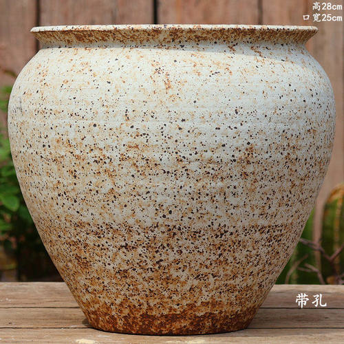 复古手工粗陶多肉花盆大号绿植陶罐花器民宿酒店装饰室内做旧陶盆 - 图3