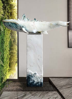 落地流水装饰办公室树脂工艺品鱼摆件简约现代客厅自流喷泉装饰品