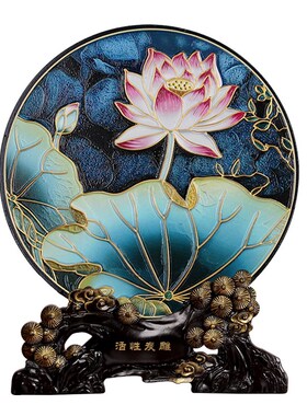 热销新中式荷花禅意莲花清廉家居客厅酒柜博古架装饰品摆件珐琅彩