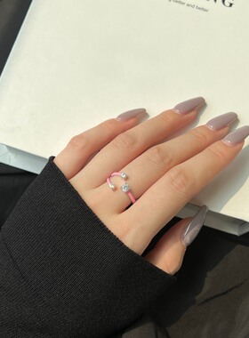 V形滴胶小清新S925银ins风女戒指