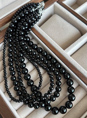 韩国潮流博主feve同款抖音小红书热销黑玛瑙项链S925锁骨链9-16