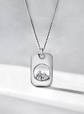 s925银项链女山约云朵情侣项链一对简约时尚男女锁骨链奇特有趣