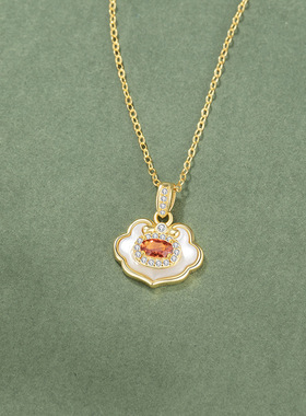 国潮平安如意锁S925吊坠锁骨链女