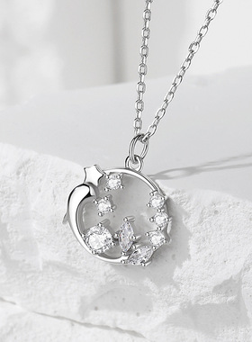 高贵系列海豚之恋S925银花环项链女新款创意情人节礼物送女友