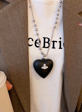 黑色爱心十字架土星链女轻奢