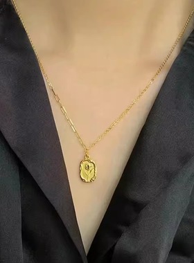 金店同款沙金郁金香项链黄金色浪漫复古公主花朵礼物婚嫁锁骨链女