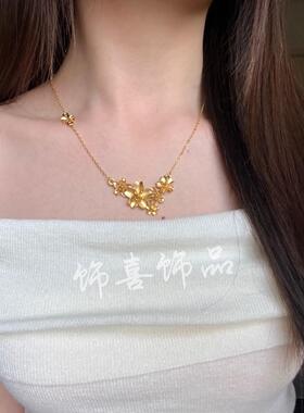 三生花项链黄金色繁花似锦花朵仿沙金婚嫁首饰结婚锁骨链久不掉色