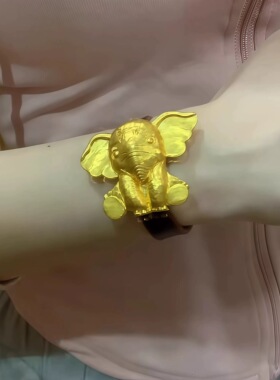 小飞象沙金手表仿真黄金手表链项圈小象手表链胸针扣手牌饰品女