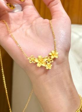 三生花项链黄金色繁花似锦花朵仿沙金婚嫁首饰结婚锁骨链久不掉色