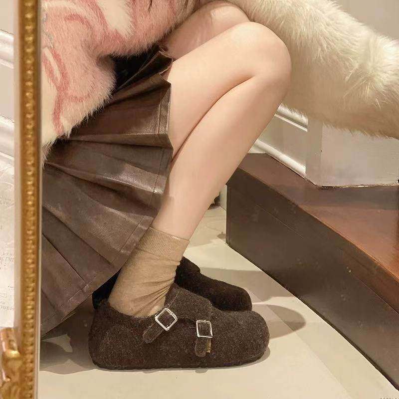 【维也娜老赵专享】HM1987冬季新款英伦风毛呢边扣加绒勃肯鞋,淘宝优惠券,粉丝福利购,淘宝优惠卷