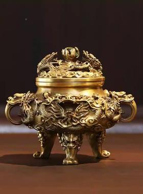 威弗德铜香炉彷九龙熏香列炉香古道用品香DSA薰炉居黄室静室檀香