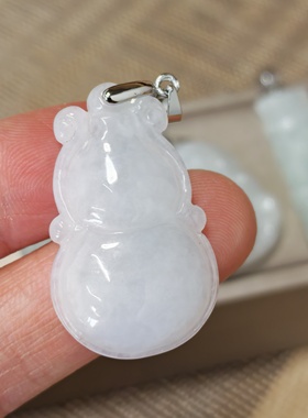 锜一家S925银缅甸天然翡翠佛公吊坠项链女款时尚百搭饰品附证书