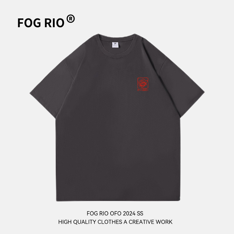 FOG RIO原创设计师重磅潮牌2024新款短袖T恤男女情侣装休闲半截袖-图2