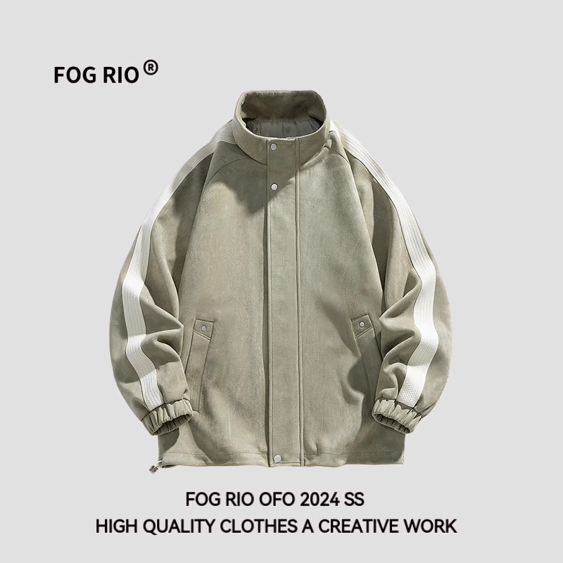 FOG RIO麂皮绒棒球服夹克男春秋季美式复古潮牌休闲立领外套