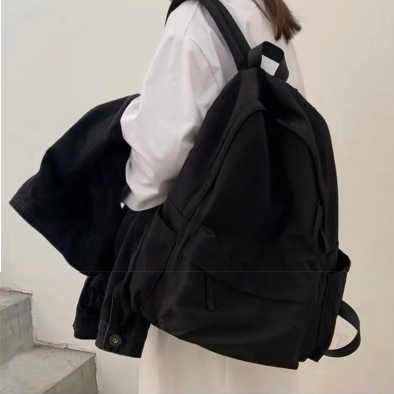 无印良品双肩包背包书包男女学生轻便纯色大容量休闲包手提电脑包