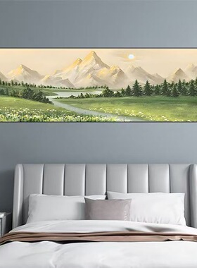北欧奶油风海景金山卧室床头装饰画客厅沙发背景墙简约自粘画