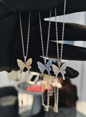 何方925银女蝴蝶锁骨链陈都灵女