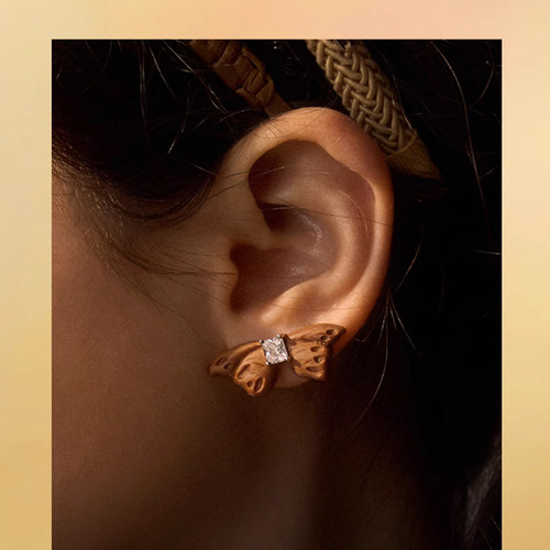 何方HEFANG[新品]珠宝枯叶蝶耳环陈都灵轻奢优雅灵动生日礼物女 - 图0