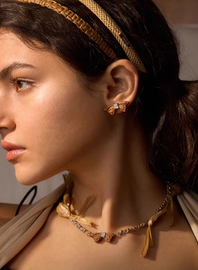 何方925银绑带枯叶蝶项链礼物女