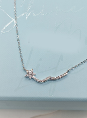 何方流星飘带锁骨链女925银轻奢