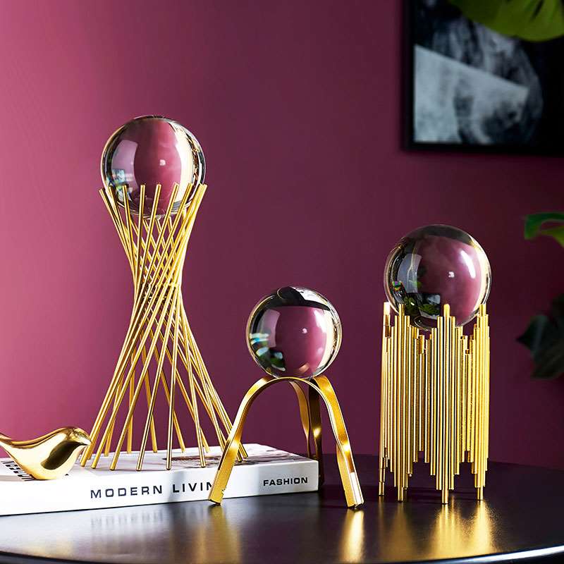 速发@.Metal Crystal Ball Living Room Office Desktop Decor Cr-图2