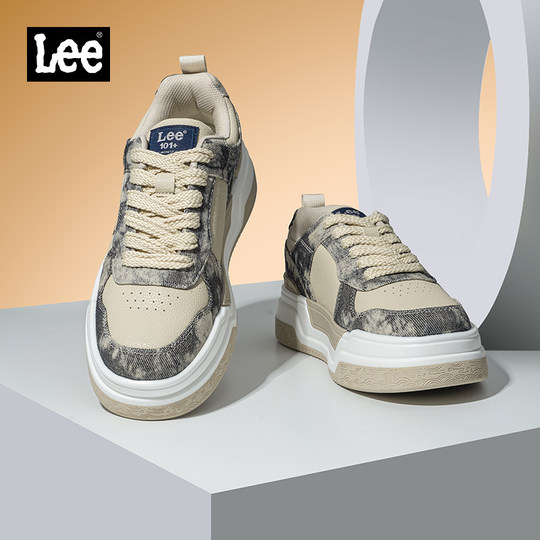 Lee官方男鞋2025冬季新款男士休闲鞋子男潮鞋时尚帆布画风板鞋男