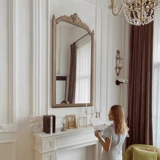 Ретро элитное импортное зеркало из натурального дерева для спальни, французский ретро стиль